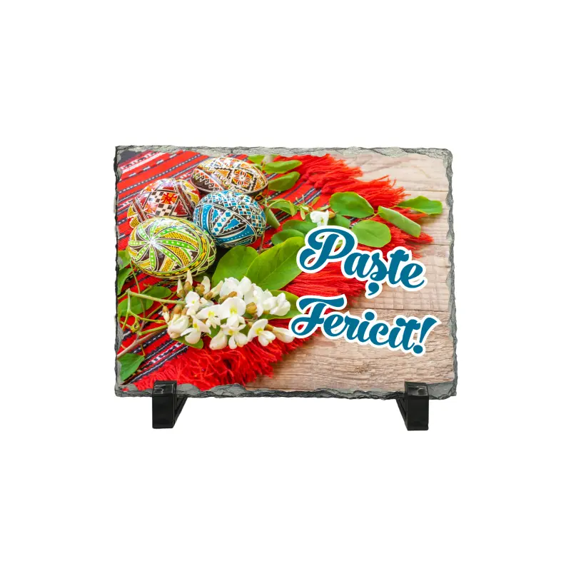 Paste fericit, piatra ardezie personalizata, cu mesaj model, pa125